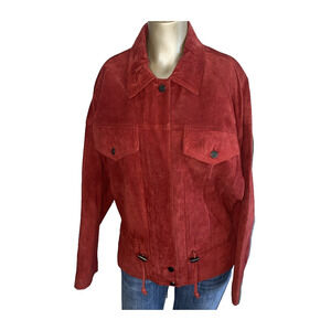 Out Brook VTG Jacket Women Medium Suede Leather Zip Front Drawstring